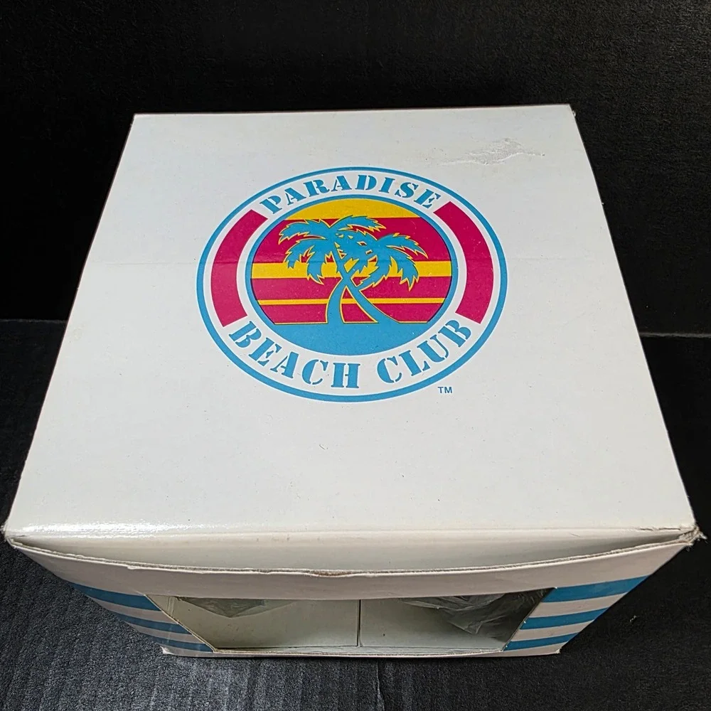 Paradise Beach Club Iced Tea Glasses Set 4 NOS - 22oz Tulip Acrylic‎ Retro